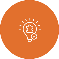 Lightbulb with puzzle piece and checkmark icon.